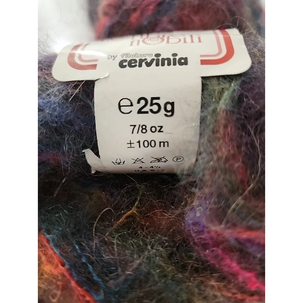 2/Le Fibre Nobili Super Kid Fingering #1 Mohair Blend Cervinia Purple Blue Gold